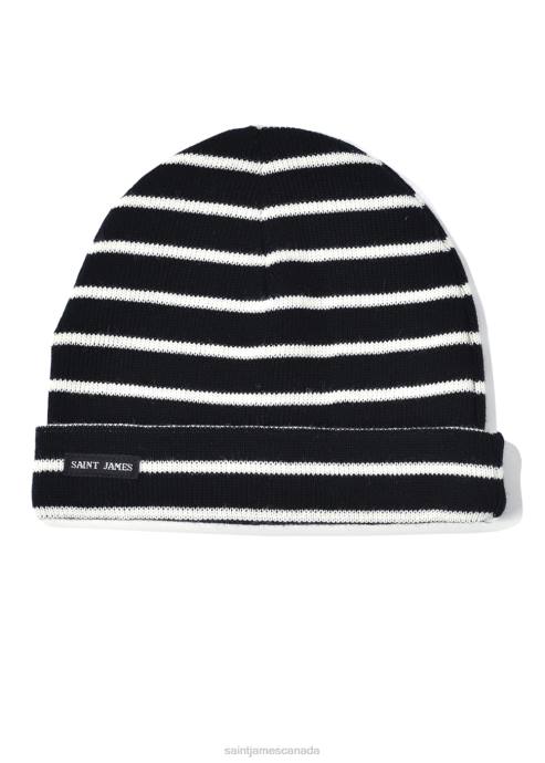 Saint James Unisex CARTIER V4HD70 Nautical Striped Wool Blend Beanie NAVY/IVORY - Image 2