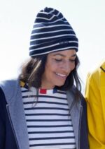Saint James Unisex CARTIER V4HD70 Nautical Striped Wool Blend Beanie NAVY/IVORY