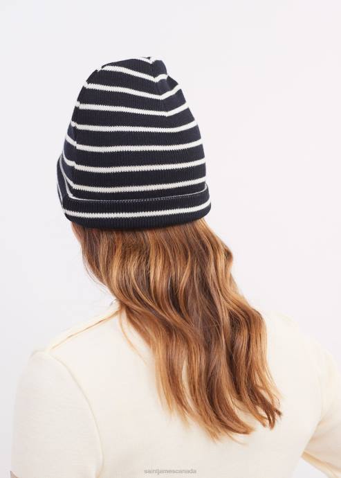 Saint James Unisex CARTIER V4HD70 Nautical Striped Wool Blend Beanie NAVY/IVORY - Image 5