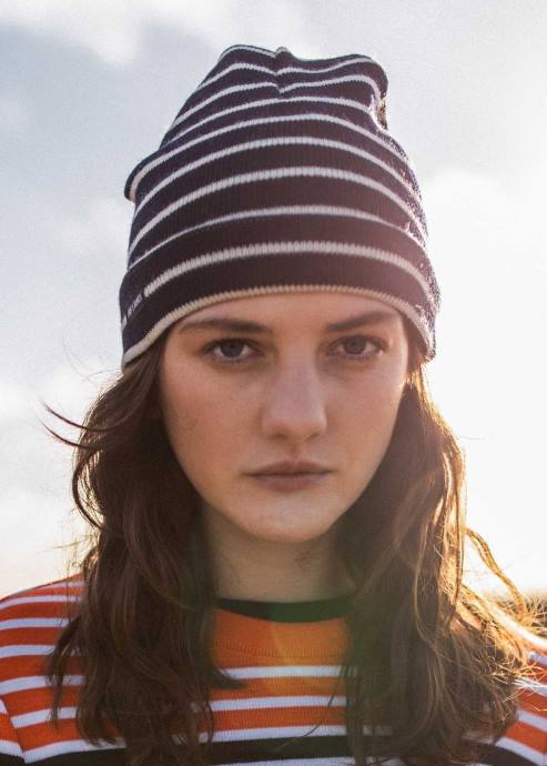 Saint James Unisex CARTIER V4HD70 Nautical Striped Wool Blend Beanie NAVY/IVORY - Image 6