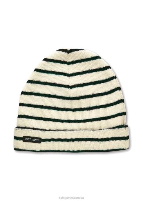 Saint James Unisex CARTIER V4HD87 Nautical Striped Wool Blend Beanie IVORY/NAVY - Image 2