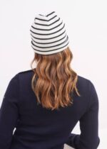 Saint James Unisex CARTIER V4HD87 Nautical Striped Wool Blend Beanie IVORY/NAVY - Image 5