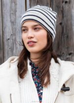 Saint James Unisex CARTIER V4HD87 Nautical Striped Wool Blend Beanie IVORY/NAVY - Image 6