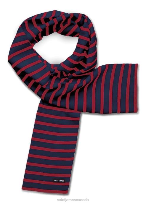 saint_james_unisex_duguay_v4hd104_striped_scarf_in_comfortable_wool_blend_navy_red.jpg Saint James Unisex DUGUAY V4HD104 Striped Scarf in Comfortable Wool Blend NAVY/RED - Image 1