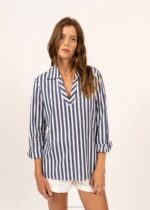 Saint James Unisex EMY V4HD14 Striped Blouse With Long Sleeves WHITE/ROYAL BLUE - Image 3