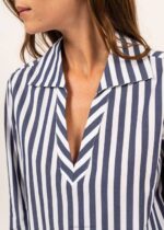 Saint James Unisex EMY V4HD14 Striped Blouse With Long Sleeves WHITE/ROYAL BLUE - Image 4