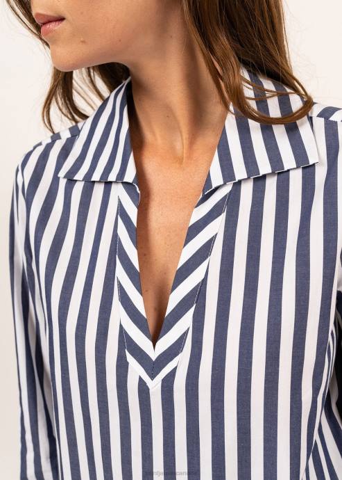 Saint James Unisex EMY V4HD14 Striped Blouse With Long Sleeves WHITE/ROYAL BLUE - Image 4