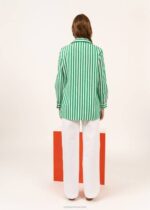 Saint James Unisex EMY V4HD5 Striped Blouse With Long Sleeves WHITE/GREEN - Image 2