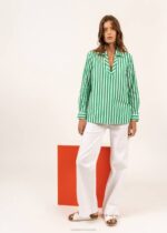 Saint James Unisex EMY V4HD5 Striped Blouse With Long Sleeves WHITE/GREEN