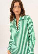 Saint James Unisex EMY V4HD5 Striped Blouse With Long Sleeves WHITE/GREEN - Image 4