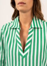 Saint James Unisex EMY V4HD5 Striped Blouse With Long Sleeves WHITE/GREEN - Image 6