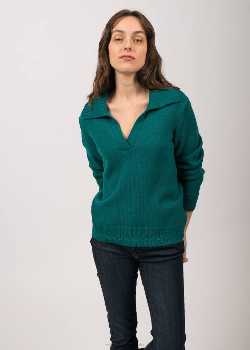 Saint James Unisex EPAGNY V4HD115 Polo Neck Sweater Wool Blend GREEN - Image 3