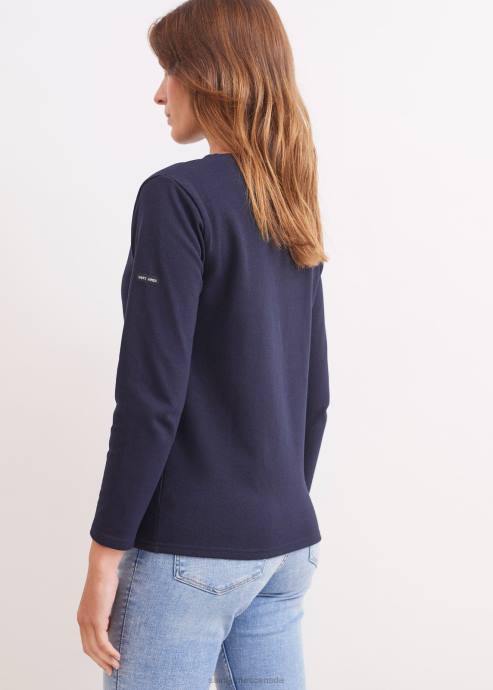 Saint James Unisex GUILDO V4HD105 Boat Neck Breton Shirt Heavyweight Cotton NAVY - Image 2