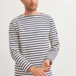 Saint James Unisex GUILDO V4HD109 Boat Neck Breton Stripe Shirt Heavyweight Cotton ECRU/NAVY