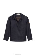 Saint James Unisex HISTOIRE V4HD170 Fisherman's Smock by Atelier Tuffery Hemp and Merino Wool BLUE - Image 2