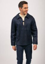 Saint James Unisex HISTOIRE V4HD170 Fisherman's Smock by Atelier Tuffery Hemp and Merino Wool BLUE - Image 3