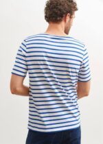 Saint James Unisex LEVANT MODERN V4HD43 Breton Stripe Short Sleeve Shirt Soft Cotton WHITE/ROYAL BLUE - Image 7