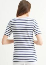 Saint James Unisex LEVANT MODERN V4HD44 Breton Stripe Short Sleeve Shirt Soft Cotton WHITE/NAVY - Image 2