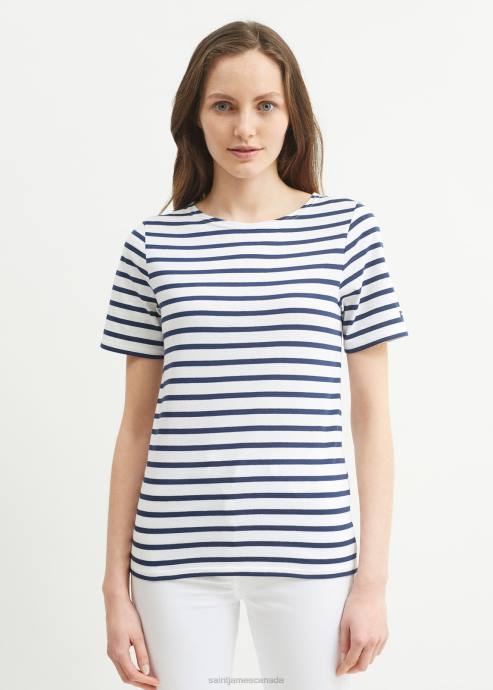 saint_james_unisex_levant_modern_v4hd44_breton_stripe_short_sleeve_shirt_soft_cotton_white_navy.jpg Saint James Unisex LEVANT MODERN V4HD44 Breton Stripe Short Sleeve Shirt Soft Cotton WHITE/NAVY - Image 1