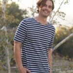 Saint James Unisex LEVANT MODERN V4HD45 Breton Stripe Short Sleeve Shirt Soft Cotton NAVY/ECRU