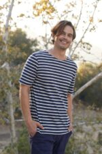 Saint James Unisex LEVANT MODERN V4HD45 Breton Stripe Short Sleeve Shirt Soft Cotton NAVY/ECRU