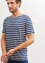 Saint James Unisex LEVANT MODERN V4HD45 Breton Stripe Short Sleeve Shirt Soft Cotton NAVY/ECRU - Image 3