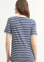 Saint James Unisex LEVANT MODERN V4HD45 Breton Stripe Short Sleeve Shirt Soft Cotton NAVY/ECRU - Image 4