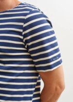 Saint James Unisex LEVANT MODERN V4HD45 Breton Stripe Short Sleeve Shirt Soft Cotton NAVY/ECRU - Image 6