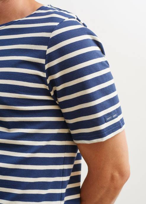 Saint James Unisex LEVANT MODERN V4HD45 Breton Stripe Short Sleeve Shirt Soft Cotton NAVY/ECRU - Image 6