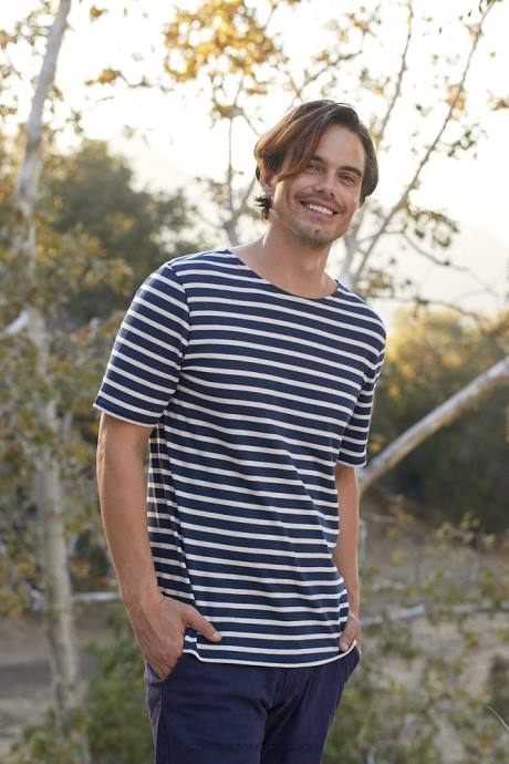saint_james_unisex_levant_modern_v4hd45_breton_stripe_short_sleeve_shirt_soft_cotton_navy_ecru.jpg Saint James Unisex LEVANT MODERN V4HD45 Breton Stripe Short Sleeve Shirt Soft Cotton NAVY/ECRU - Image 1