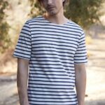 Saint James Unisex LEVANT MODERN V4HD46 Breton Stripe Short Sleeve Shirt Soft Cotton ECRU/NAVY