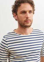 Saint James Unisex LEVANT MODERN V4HD46 Breton Stripe Short Sleeve Shirt Soft Cotton ECRU/NAVY - Image 3