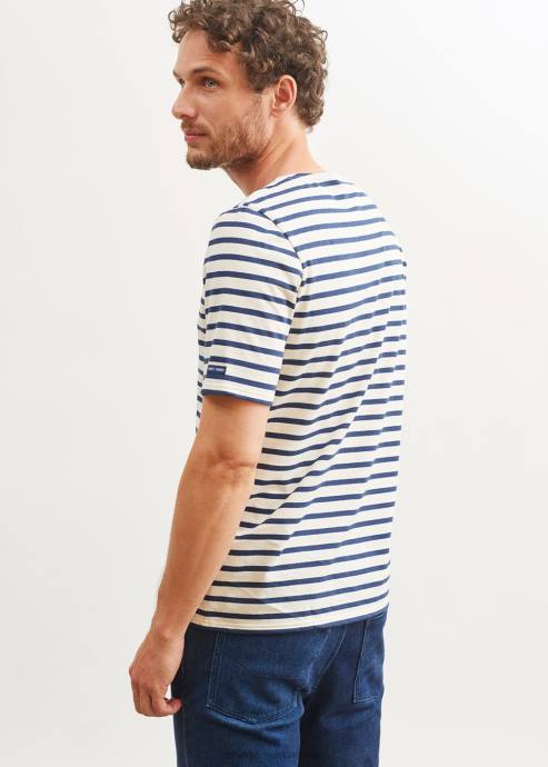 Saint James Unisex LEVANT MODERN V4HD46 Breton Stripe Short Sleeve Shirt Soft Cotton ECRU/NAVY - Image 5