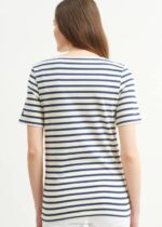 Saint James Unisex LEVANT MODERN V4HD46 Breton Stripe Short Sleeve Shirt Soft Cotton ECRU/NAVY - Image 7