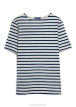 Saint James Unisex LEVANT MODERN V4HD46 Breton Stripe Short Sleeve Shirt Soft Cotton ECRU/NAVY - Image 8