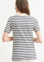 Saint James Unisex LEVANT MODERN V4HD53 Breton Stripe Short Sleeve Shirt Soft Cotton WHITE/BLACK - Image 2