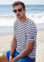 Saint James Unisex LEVANT MODERN V4HD53 Breton Stripe Short Sleeve Shirt Soft Cotton WHITE/BLACK - Image 3