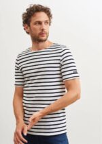 Saint James Unisex LEVANT MODERN V4HD53 Breton Stripe Short Sleeve Shirt Soft Cotton WHITE/BLACK - Image 4
