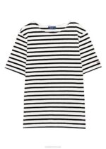 Saint James Unisex LEVANT MODERN V4HD53 Breton Stripe Short Sleeve Shirt Soft Cotton WHITE/BLACK - Image 8