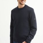 Saint James Unisex LOCRONAN V4HD152 Crew Neck Sweater Straight Fit NAVY