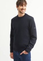 Saint James Unisex LOCRONAN V4HD152 Crew Neck Sweater Straight Fit NAVY