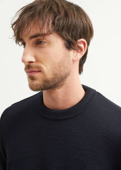 Saint James Unisex LOCRONAN V4HD152 Crew Neck Sweater Straight Fit NAVY - Image 3