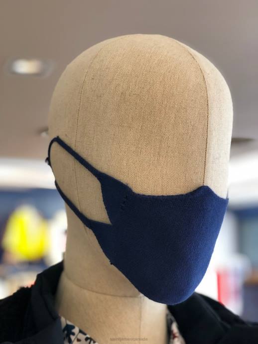 Saint James Unisex MASQUE TRICOT V4HD166 Cotton Knit Face Mask NAVY - Image 2