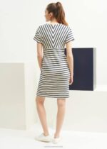 Saint James Unisex MENERBES V4HD82 Breton Striped Dress by Romain Brifault Heavyweight Cotton ECRU/NAVY - Image 2