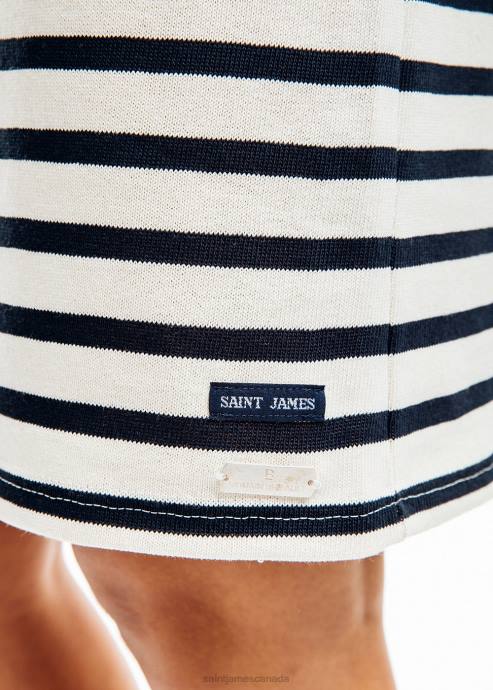 Saint James Unisex MENERBES V4HD82 Breton Striped Dress by Romain Brifault Heavyweight Cotton ECRU/NAVY - Image 3