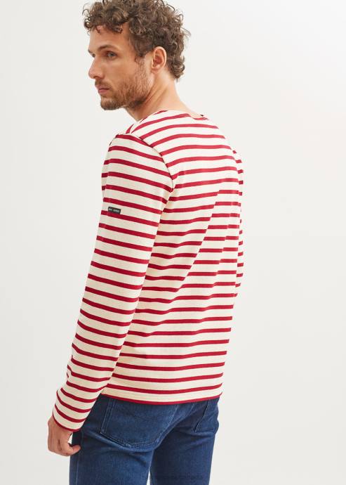 Saint James Unisex MERIDIEN MODERNE V4HD159 Original Breton Shirt Heavyweight Cotton ECRU/MAROON - Image 2