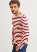 Saint James Unisex MERIDIEN MODERNE V4HD159 Original Breton Shirt Heavyweight Cotton ECRU/MAROON - Image 3