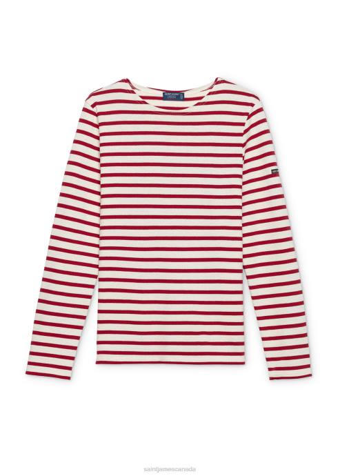 Saint James Unisex MERIDIEN MODERNE V4HD159 Original Breton Shirt Heavyweight Cotton ECRU/MAROON - Image 4