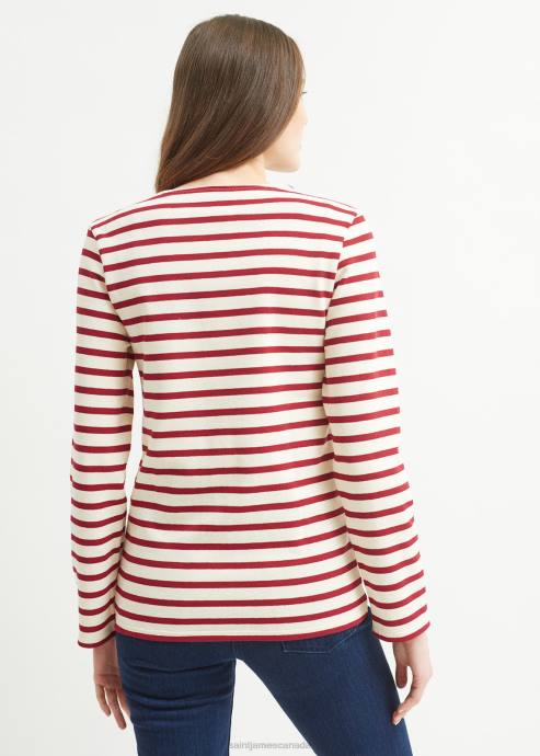 Saint James Unisex MERIDIEN MODERNE V4HD159 Original Breton Shirt Heavyweight Cotton ECRU/MAROON - Image 6