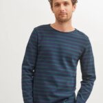 Saint James Unisex MERIDIEN MODERNE V4HD160 Original Breton Shirt Heavyweight Cotton NAVY/PINE GREEN